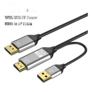Câble vidéoprojecteur HDMI vers DisplayPort actif, 4K à 60 Hz, vue de trois quarts