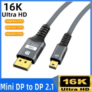 Cable videoprojecteur Mini DisplayPort vers DisplayPort, vue de trois quarts