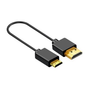Cable videoprojecteur mini HDMI ultrafin 4K a 60 Hz, vue de trois quarts
