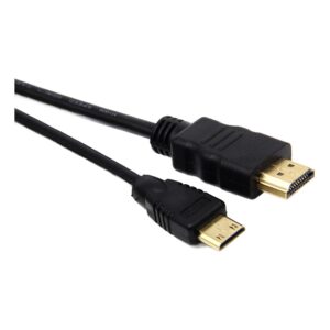 Câble vidéoprojecteur mini HDMI vers HDMI plaqué or, vue de profil