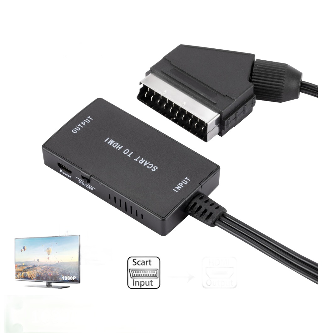 Câble vidéoprojecteur péritel vers HDMI, convertisseur 720p ou 1080p, vue de face