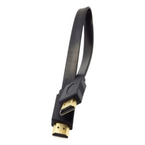 Câble vidéoprojecteur plat HDMI, trois longueurs courtes, vue de trois quarts