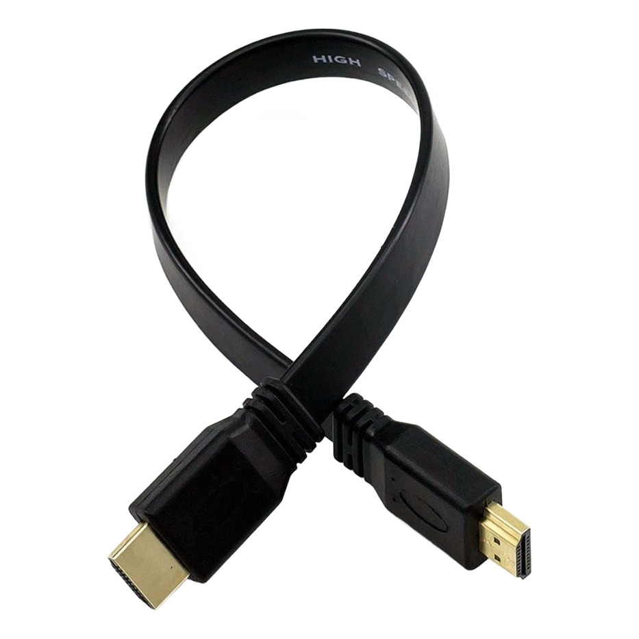 Câble vidéoprojecteur plat HDMI, trois longueurs courtes, vue de profil