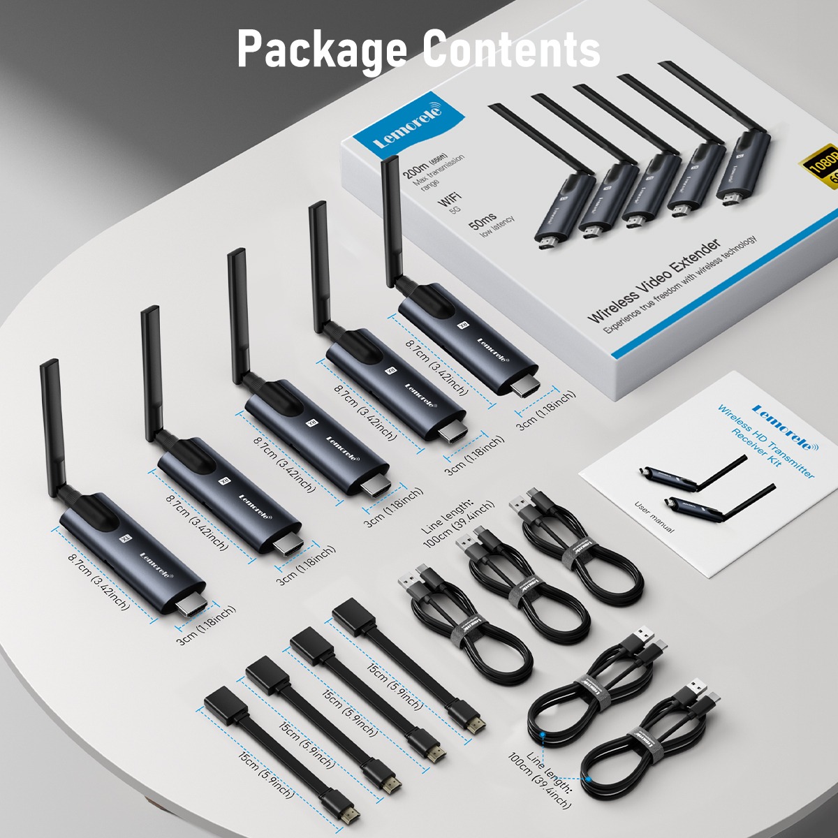 Cable videoprojecteur remplacé par un kit HDMI sans fil 200 m, vue principale