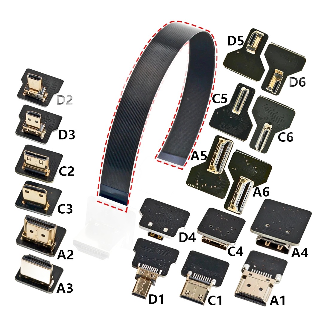 Cable videoprojecteur ruban FPV micro HDMI 90 degres, vue principale