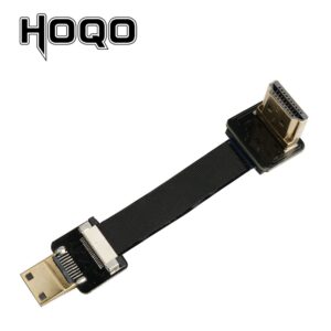 Cable videoprojecteur ruban plat micro HDMI coude, vue principale