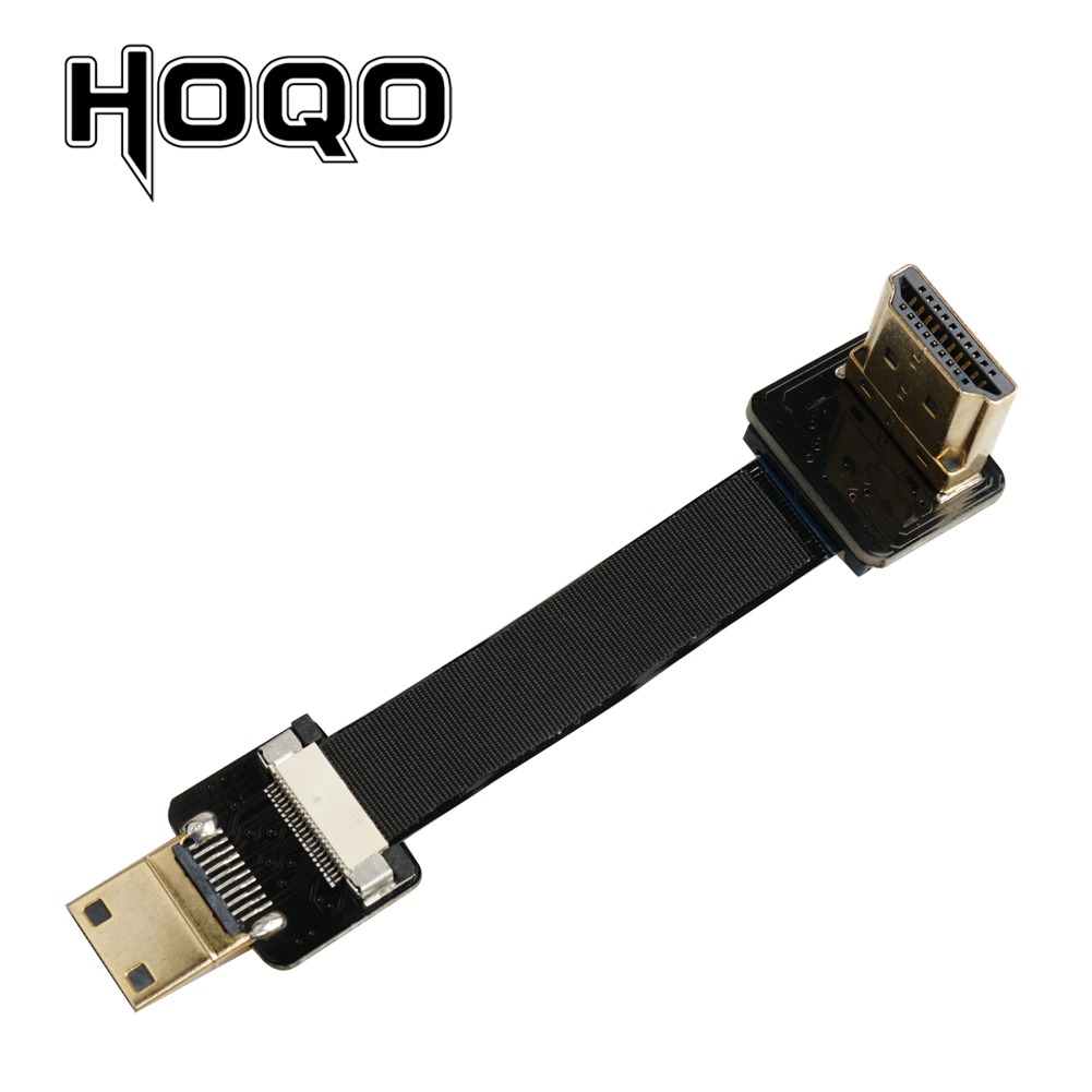 Cable videoprojecteur ruban plat micro HDMI coude, vue principale