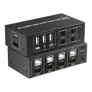 Cable videoprojecteur, switch kvm HDMI 4 ports en 4K a 60 Hz avec pedale, vue principale