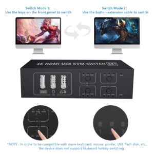 Cable videoprojecteur, switch kvm HDMI 4 ports en 4K a 60 Hz avec pedale, vue de face