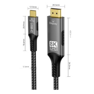 Cable videoprojecteur USB C vers HDMI 2.1 en 8K, vue de trois quarts