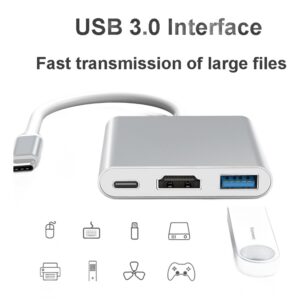 Câble vidéoprojecteur USB-C vers HDMI, trois, vue de trois quarts
