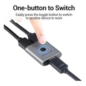 Commutateur cable videoprojecteur HDMI 2 vers 1 en 4K, vue de face
