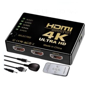 Commutateur HDMI 5 entrées avec télécommande, 4K, vue principale