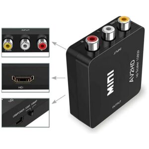 Convertisseur AV RCA vers HDMI 1080p, câble vidéoprojecteur rétro, vue de face
