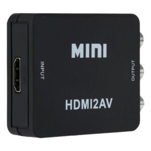 Convertisseur câble vidéoprojecteur HDMI vers RCA, vue de trois quarts