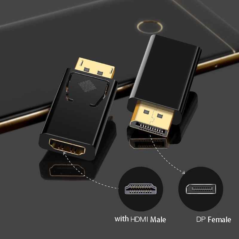 Convertisseur DisplayPort, câble vidéoprojecteur vers HDMI, vue de trois quarts