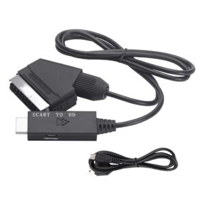 Convertisseur péritel HDMI en cordon, alimentation USB, vue de trois quarts