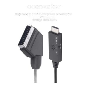 Convertisseur péritel HDMI en cordon, alimentation USB, vue de face