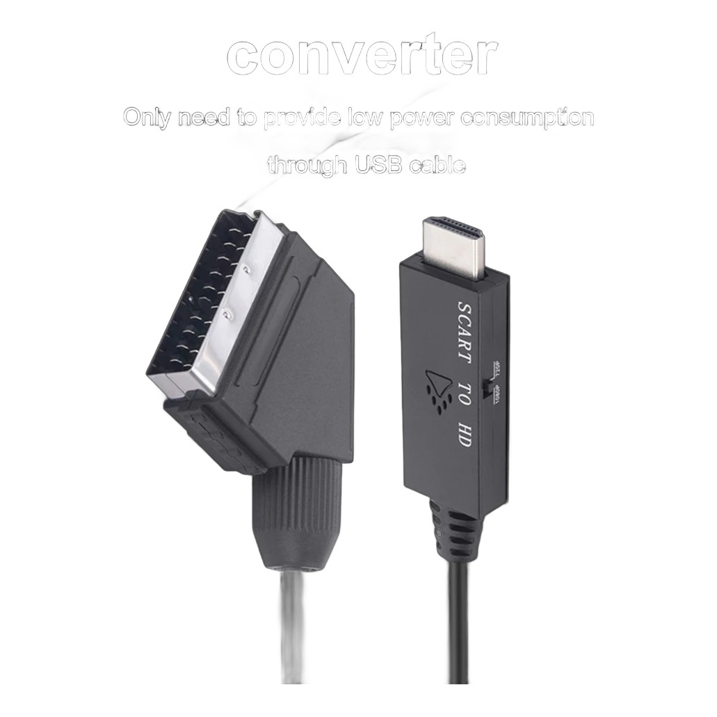 Convertisseur péritel HDMI en cordon, alimentation USB, vue de face