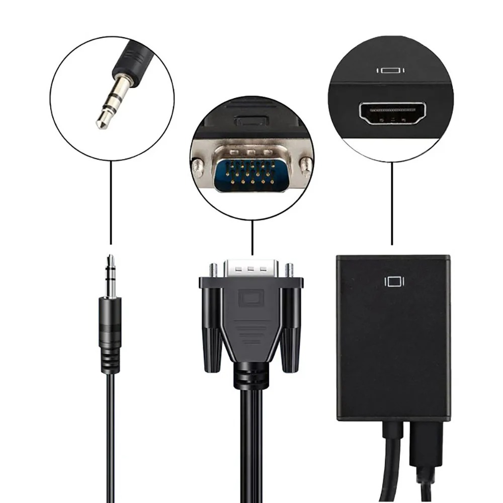 Convertisseur VGA vers HDMI avec sortie audio, pour câble, vue de face