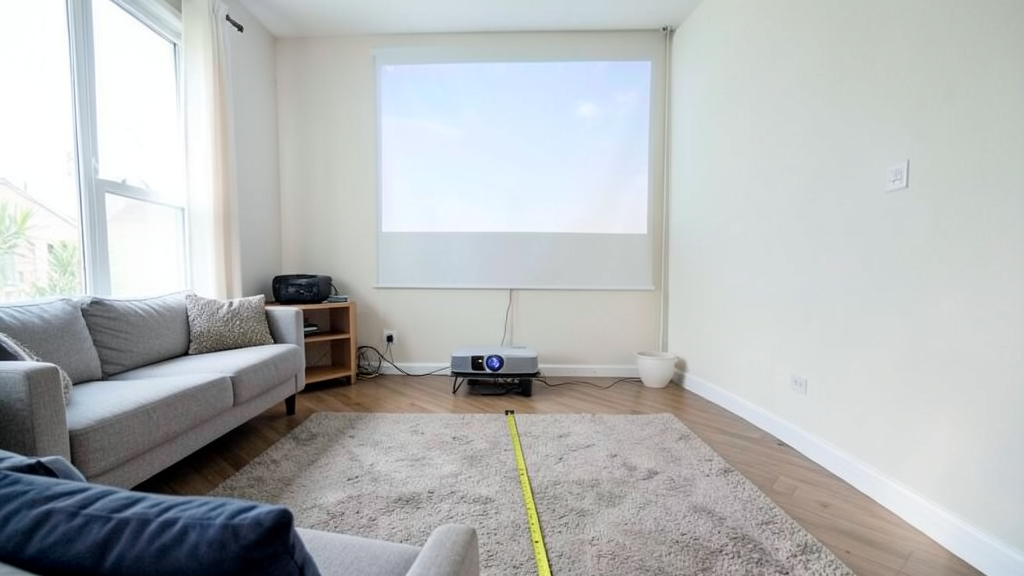 Distance entre un vidéoprojecteur et son écran de projection dans un salon