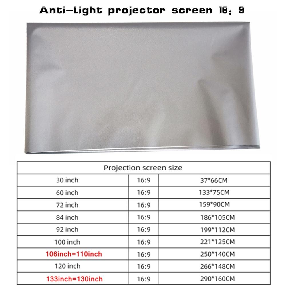 Ecran de projection anti lumiere en plusieurs formats, vue de trois quarts