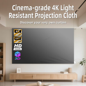 Écran de projection anti-lumière portable, 80 ou 120 pouces, vue de trois quarts