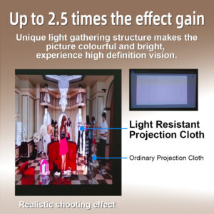 Écran de projection anti-lumière portable, 80 ou 120 pouces, vue arriere