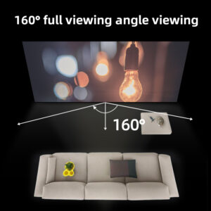 Écran de projection anti-lumière, sept diagonales, vue de trois quarts