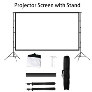 Écran de projection avec support, avant et arrière, vue principale