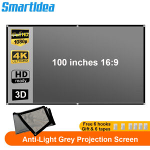 Écran de projection gris anti-lumière de 100 pouces, vue principale