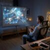 Écran de projection gris avec trépied, quatre tailles, vue principale