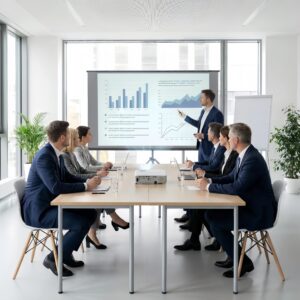 Écran de projection gris avec trépied, quatre tailles, vue de face