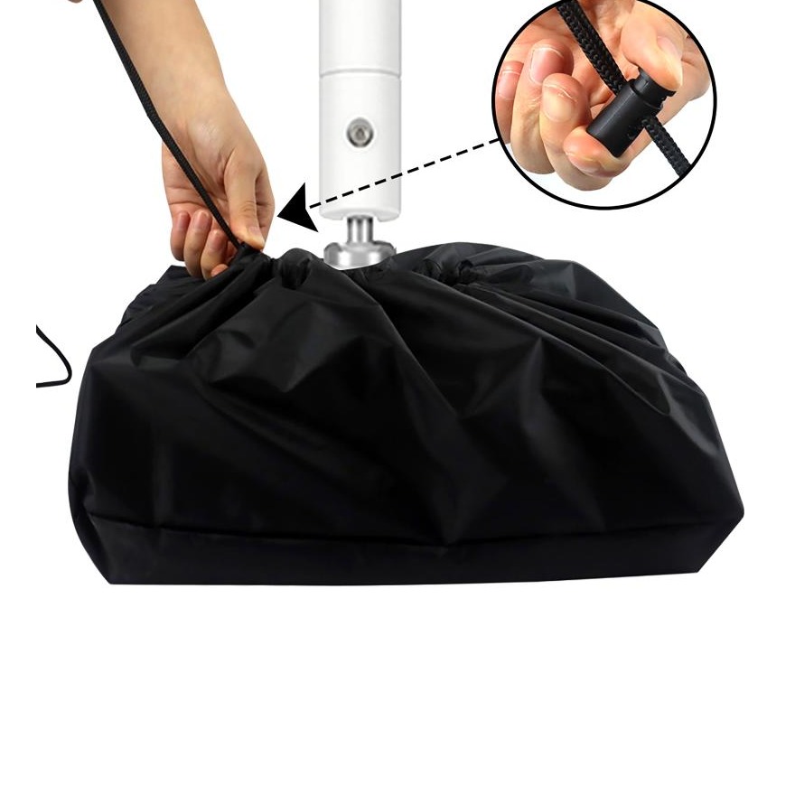 Ecran de projection, housse de protection pour vidéoprojecteur, vue de trois quarts