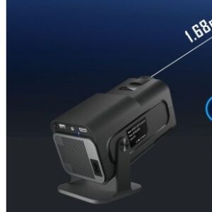 Ecran de projection, mini Projecteur Portable HY320 Android 11 WiFi 6, vue de trois quarts