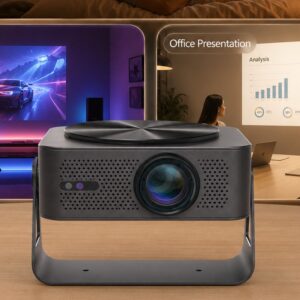 Ecran de projection, mini vidéoprojecteur A50 1080P Android WiFi, vue de face
