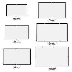 Ecran de projection pliable de 60 a 150 pouces, vue de trois quarts