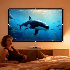 Écran de projection pliable extérieur, 60 ou 100 pouces, vue de face