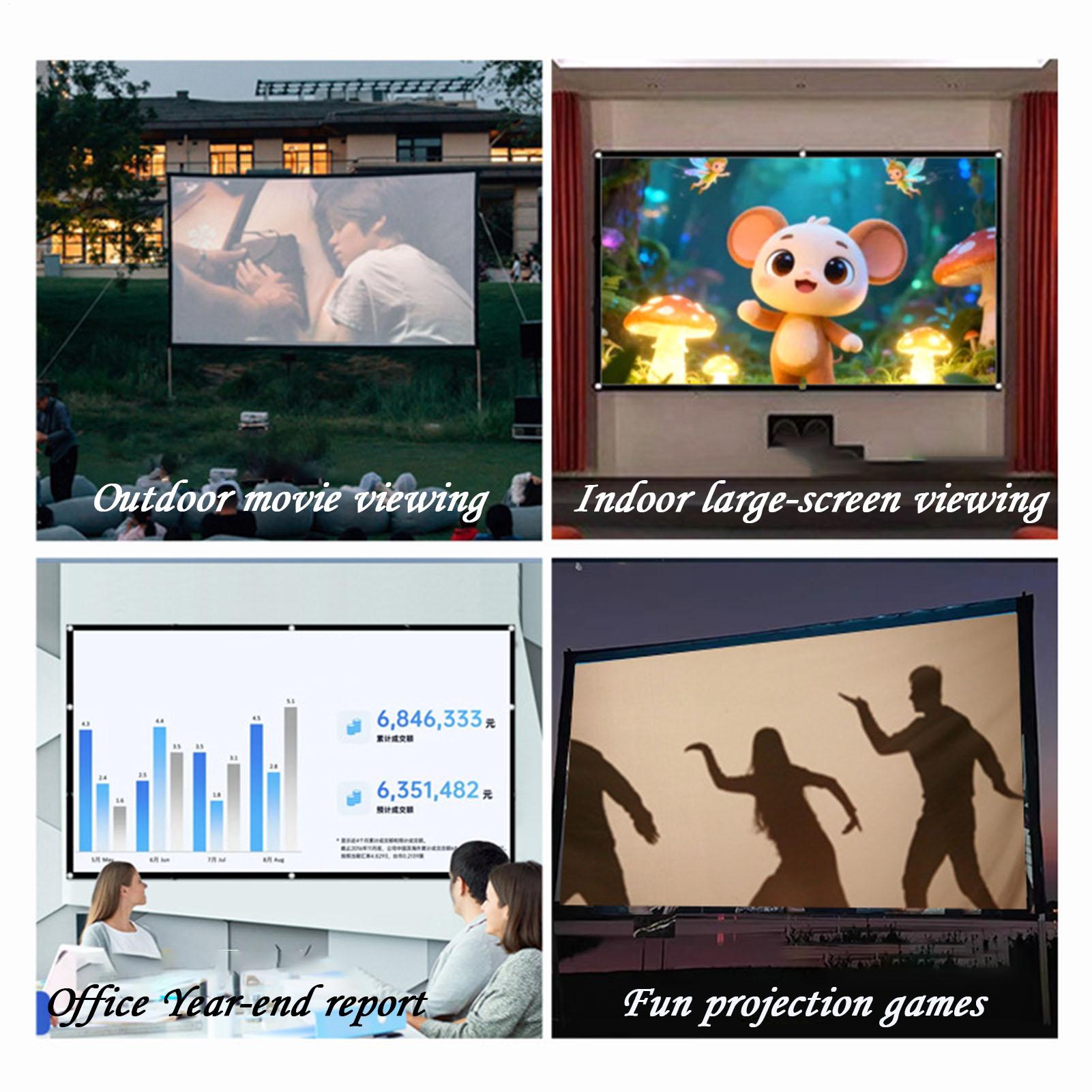 Écran de projection pliable extérieur, 60 ou 100 pouces, vue de profil