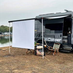 Écran de projection pliant pour camping-car, detail