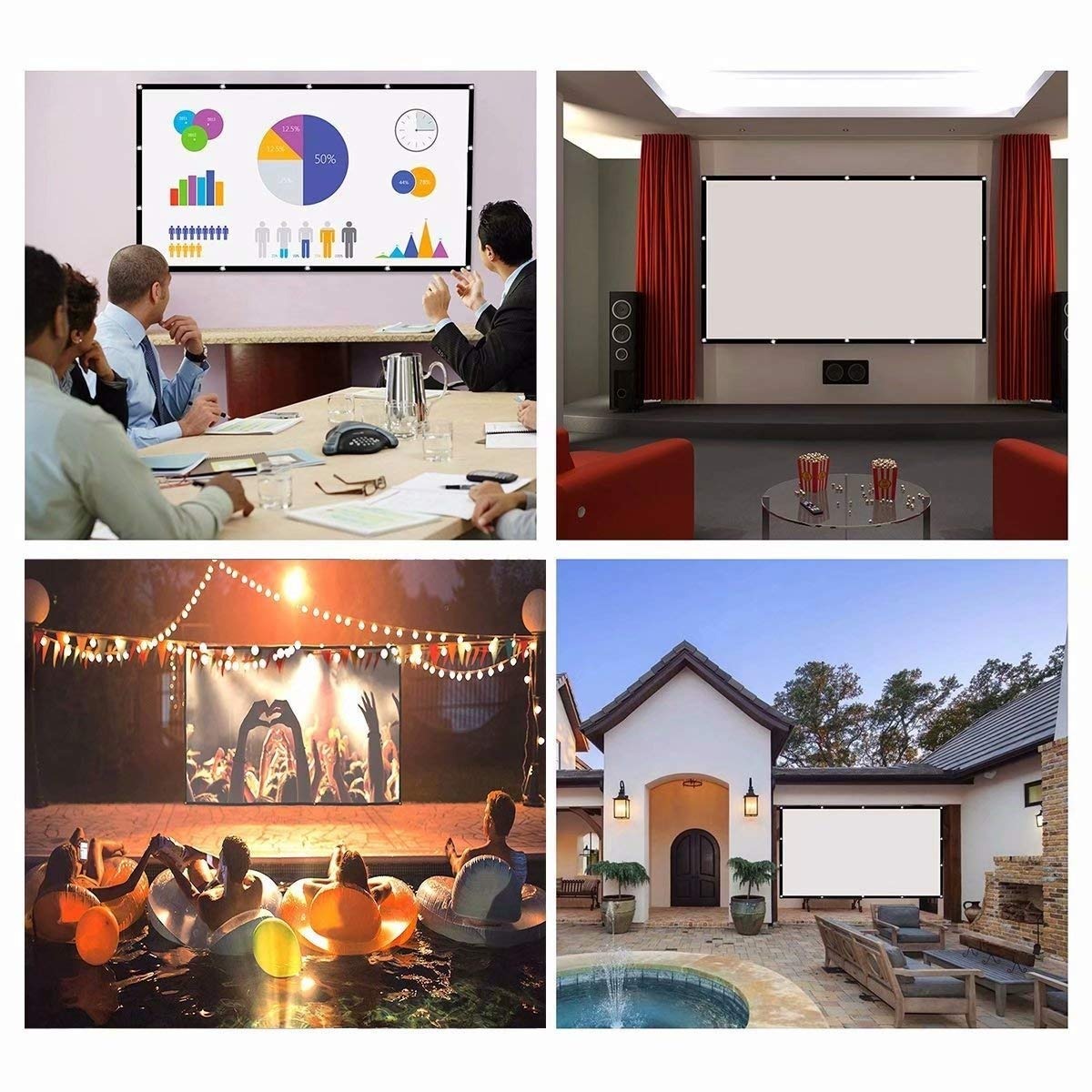 Ecran de projection portable de 60 a 150 pouces, vue principale