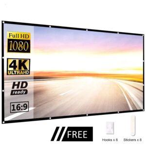 Ecran de projection portable de 60 a 150 pouces, vue de trois quarts