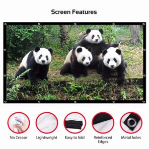 Ecran de projection portable de 60 a 150 pouces, vue de face