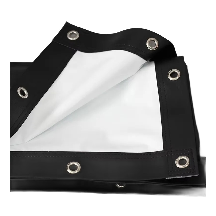 Ecran de projection portable en tissu a haute luminosite, vue de trois quarts