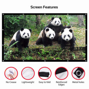 Écran de projection portable pour séance en extérieur, vue de face