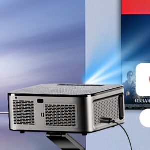 Ecran de projection, projecteur Google TV Android 14.0, vue de trois quarts