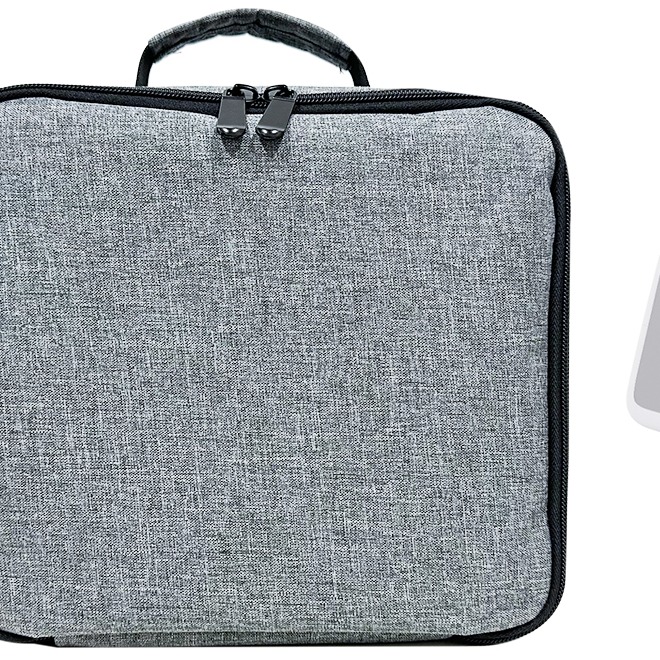 Ecran de projection, sac de rangement pour mini projecteur portable, vue de face