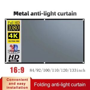 Ecran de projection, toile de projection grise anti-lumière, huit, vue de face