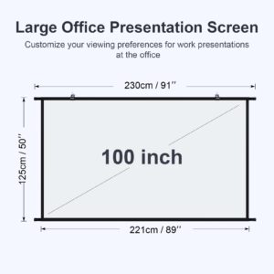 Ecran de projection, toile de projection murale 100 pouces, lavable, detail