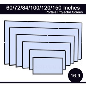 Ecran de projection, toile de projection portable, quatre diagonales, vue de trois quarts